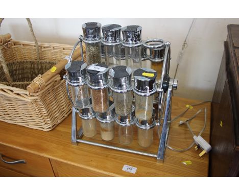 A revolving spice rack
