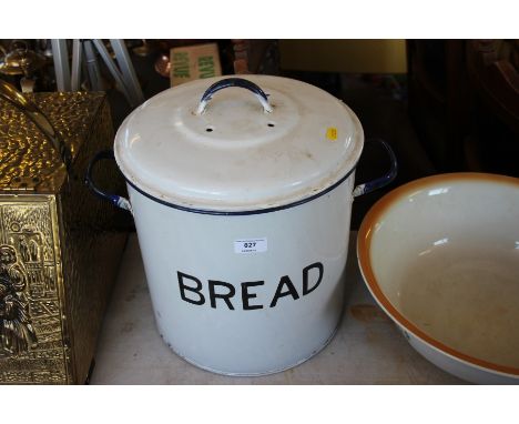 A large enamel bread bin 
