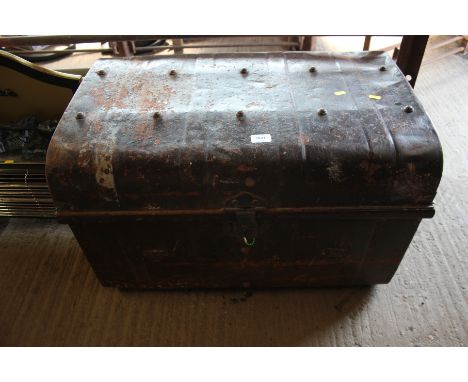 A Japanned metal trunk