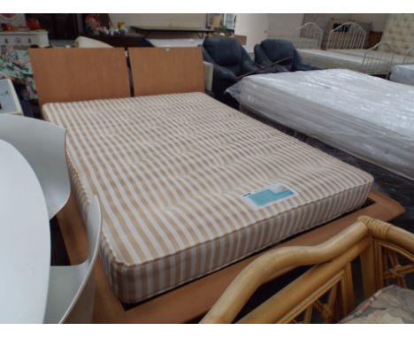 5' modern light beech finished bedstead with 5' mattress'