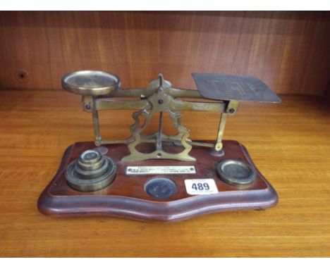 Set of letter scales with  some brass weights