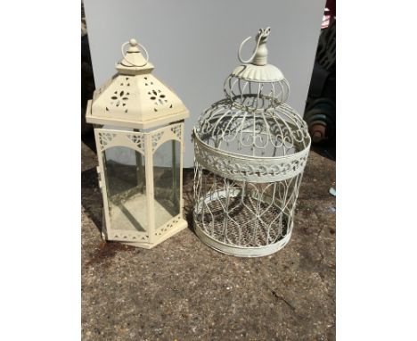 Metal Birdcage and Lantern 