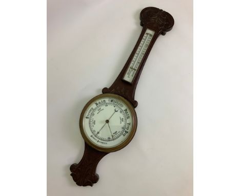 Oak Aneroid Barometer - Cracked Glass 