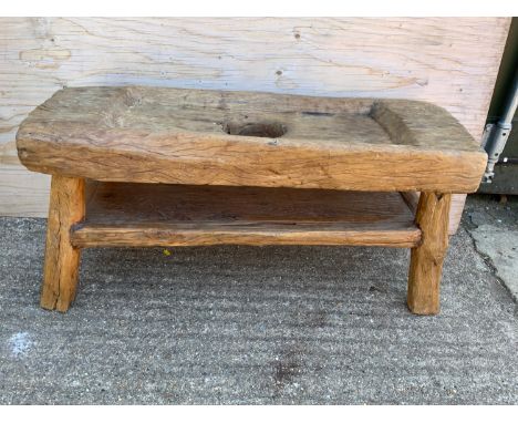 Rice Pounding Table - L97cm x D36cm x H50cm with Shelf under 