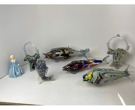 Glass Fish, Handbags, Royal Worcester Figure 