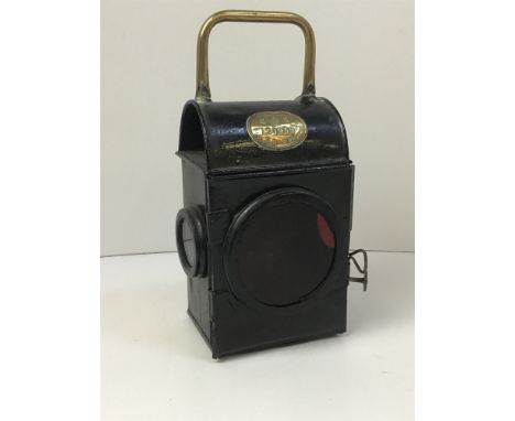 Antique Railway Lantern with Red Glass - G.R. with Kings Crown 1939 S.N.L.W Ltd 