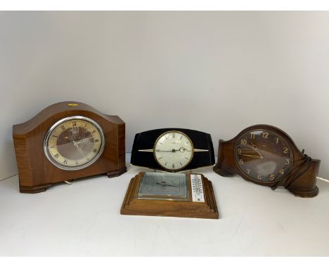 3 Vintage Clocks and a Barometer 
