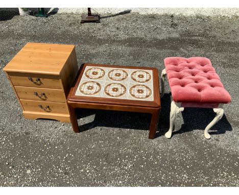 Tile Topped Coffee, Table Bedside and Stool 