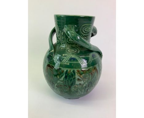 CH Brannam Barnstaple Art Pottery Vase - Signed JD for James Dudeny 1896 - 35cm x 29cm 