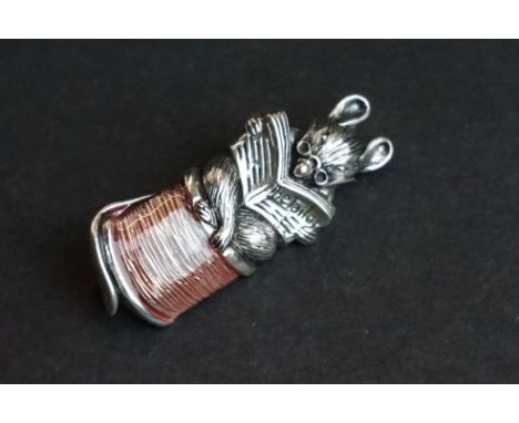 Silver and enamel Mrs Tittlemouse Peter Rabbit brooch 