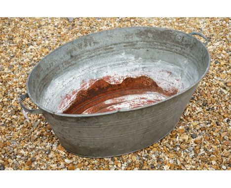Large Galvanised Wash Tub / Garden Planter, 90cm long x 31cm high 