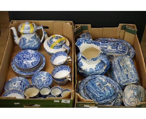 Copeland Spode ' Italian ' ware including a teapot, 4 teacups &amp; saucers, 3 side plates, 4 breakfast plates, a coffee pot,