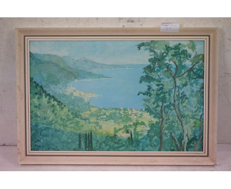 Framed Print of the Winston Churchill painting ' Menton, Alpes Maritimes, from La Pausa ' 43cm x 67cm 