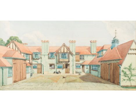 English School 20th Century-An artist's impression of the The Stables, Benchams, Newton Poppleford:-watercolour, 27 x 52cm,to