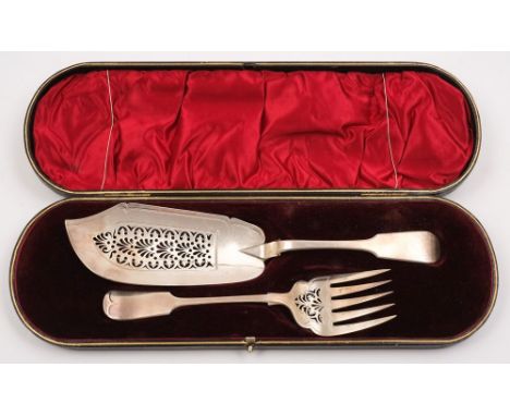 A William IV silver fiddle pattern fish slice, maker John, Henry and Charles Lias, London, 1833: together with a matched silv