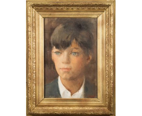 * Thomas Carr [1909-1999]- Portrait study of a boy:- oil on canvas 45 x 35cm.