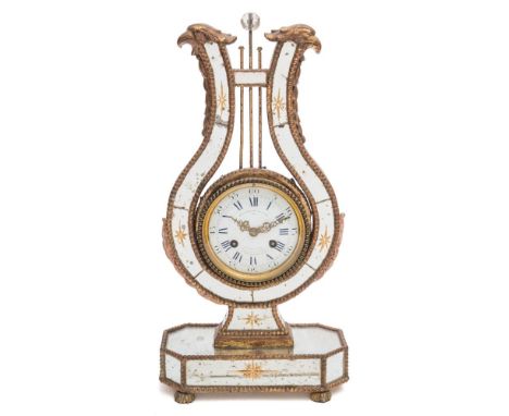 Le Roy & Fils, Paris, a mirrored lyre-shaped mantel clock: the eight-day duration movement striking the hours and half-hours 