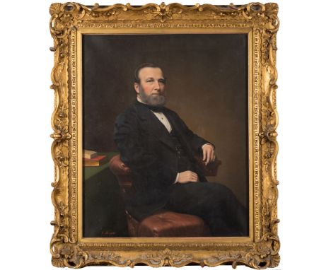 E. Meresse [19/20th Century] - Portrait of a gentleman, three-quarter length seated in an interior;A companion portrait of a 