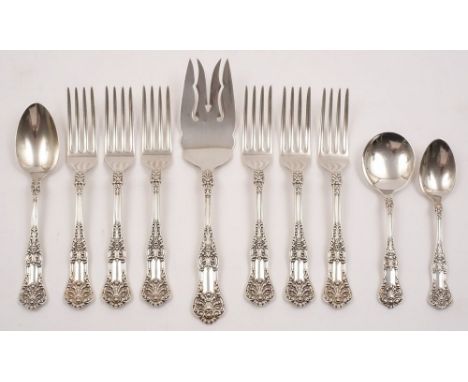 Ralph Lauren, a sterling silver Kings pattern part flatware service, stamped Sterling: includes a fish server, six table fork