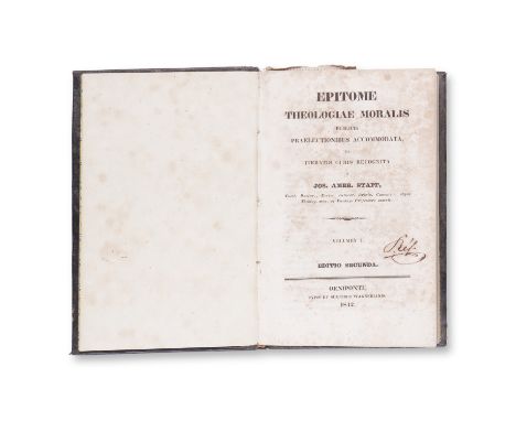 STAPF, JOS. AMB.: EPITOME THEOLOGIAE MORALIS I. | 1842 | PUBLISHER: Oenipont, Wagner | NUMBER OF PAGES: 432 | LANGUAGE: Latin