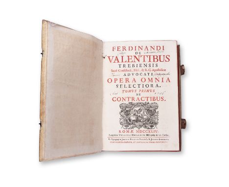 VALENTI, FERDINANDO: OPERA OMNIA SELECTIORA I. | 1744 | PUBLISHER: Romae, Sumptibus Venantii Monaldini | NUMBER OF PAGES: 514