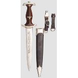 NSKK Dienstdolch M 36, frühe Fertigung von F. Herder A.S. Solingen Klinge (fleckig) mit