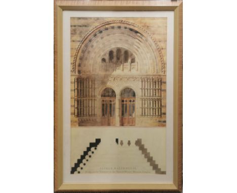 A large framed architectural print, 80 x 110cm.