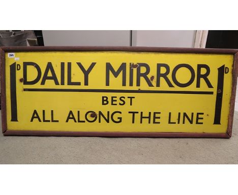 Daily Mirror Best Along the Line enamel sign with GWR label to the rear, reputedly from Taunton Station