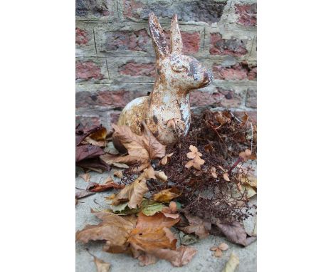 Cast iron model of a seated hare, H30cm L29cm 