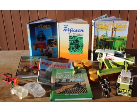 Britains diecast model of Claas Lexion 480 combine harvester, similar Claas Jaguar 690, various plastic hay bales &amp; rolls