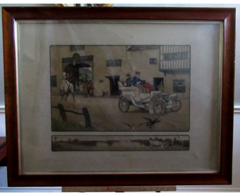After Cecil Aldin: "Gone Away" colour print, 64cm x 84cm (A/F) 