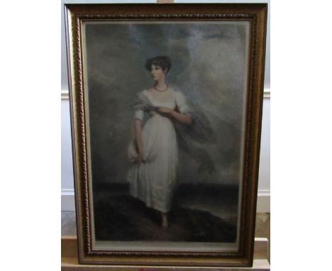 Early C20th metezzotint engraving, full length portrait study of young lady, signed in pencil Norman Hirst, pub. 1923 by Thom