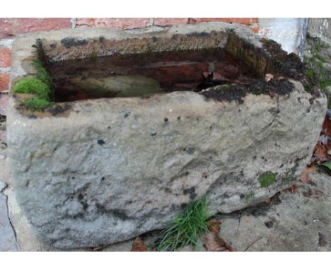 Small rectangular weathered composite trough, W54cm D38cm H30cm 