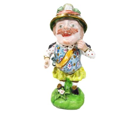 A Derby figure, of a Mansion House dwarf, c.1835, patch marks and incised no. 44, 220cm high. (AF)