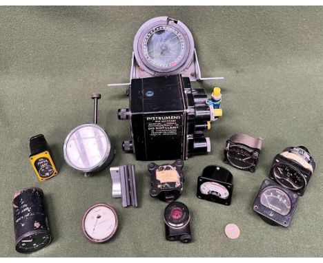 COLLECTION OF AVIATION COMPASS AND GAUGES, ETC.

 