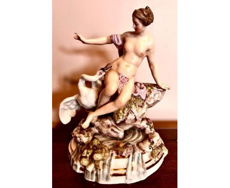 WELL MODELLED FIGURE, LEADA AND THE SWAN, PORCELAIN, APPROX 19.5cm HIGH

 
