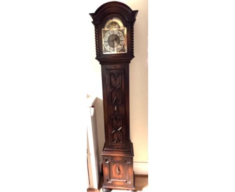 OAK CASED GRANDMOTHER CLOCK, APPROX 166cm HIGH

 