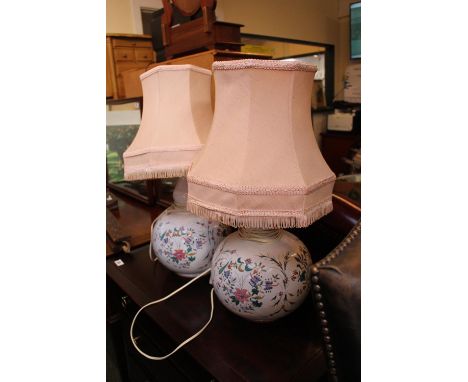 Pair of Pottery Lamp bases with shades 