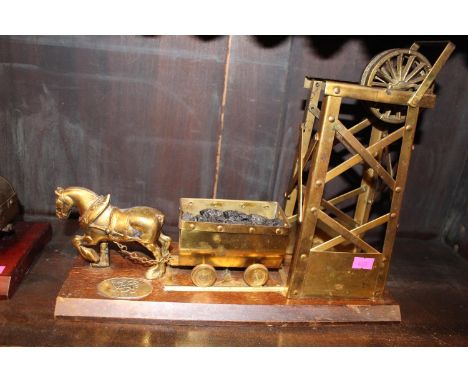 Brass Model of CYMRU Welsh Miners Horse Drawn Cart 