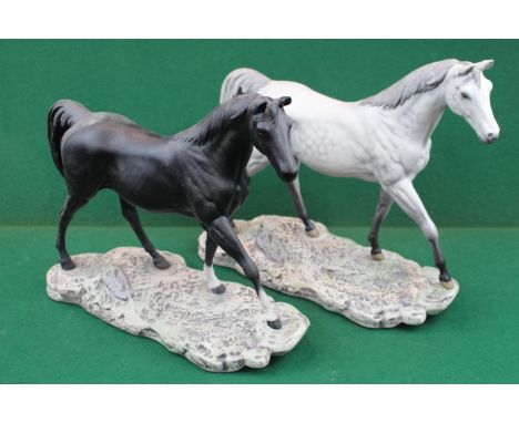 A Beswick matt glazed model of a walking horse - Moonlight, in black colourway with printed mark to base and a Dapple Grey ex