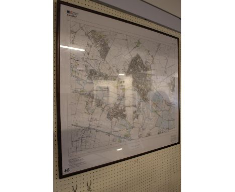 Framed Ordnance Survey map of St Ives dated 2004 