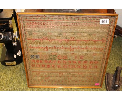 Framed Alphabetic Sampler Dated 1867 