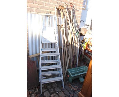 Large collection of  Vintage Garden tools and ladders 