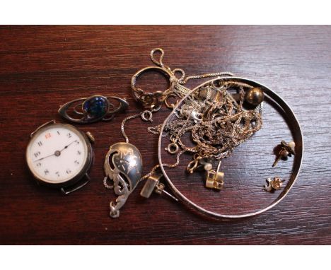 Collection of assorted Silver jewellery inc. Bangle and a pocket watch 