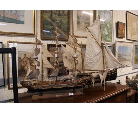 Scratch Built model of a Brixham Trawler and model marked Fragata Siglo XVIII 