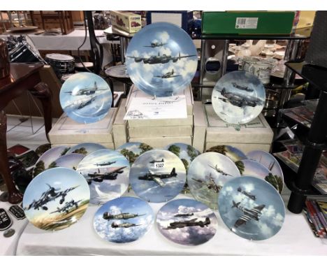 10 boxed &amp; large unboxed aircraft collectors plates from the  'Reach for the sky series' plus 8 boxed Royal Worcester pla
