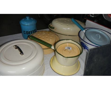 A mixed lot of enamel ware. (collect only)