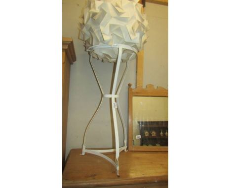 A wrought iron wash stand and a paper lamp shade. (collect only)