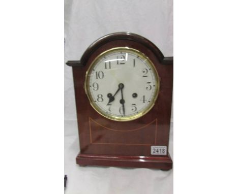 An 8 day chiming bracket clock, springs ok but chimes need attention. (Collect only)