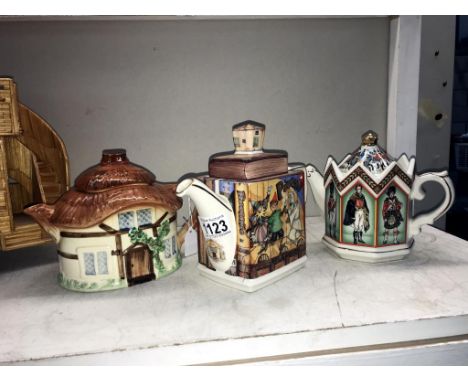 2 Sadler teapots and a cottage ware teapot (small chip inside soldier teapot)